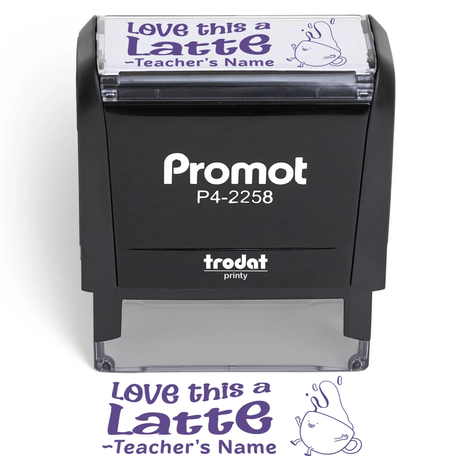 Teacher Custom Rubber Stamp "Love This a Latte" - Large